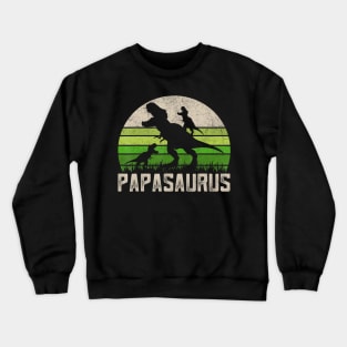 Grandpa Shirts Papasaurus Dinosaur 2 Kids Fathers Day Crewneck Sweatshirt